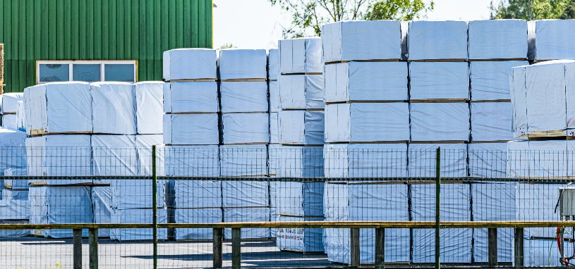 Pallet covers stacked outside