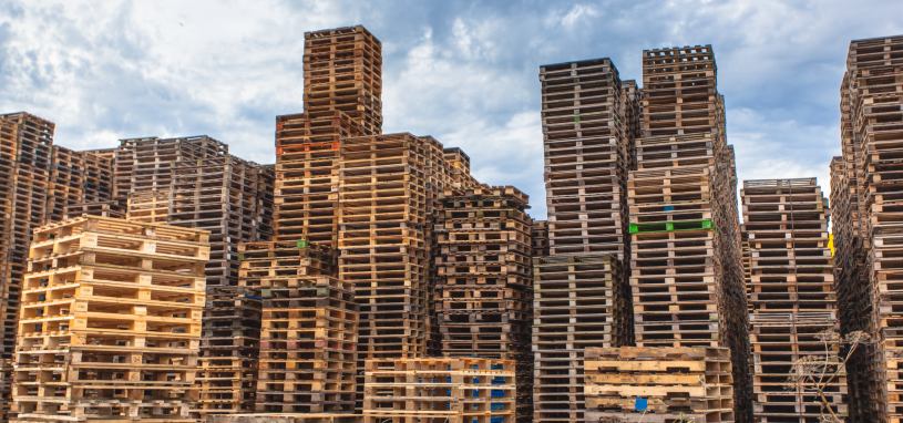 stacks of wooden pallets